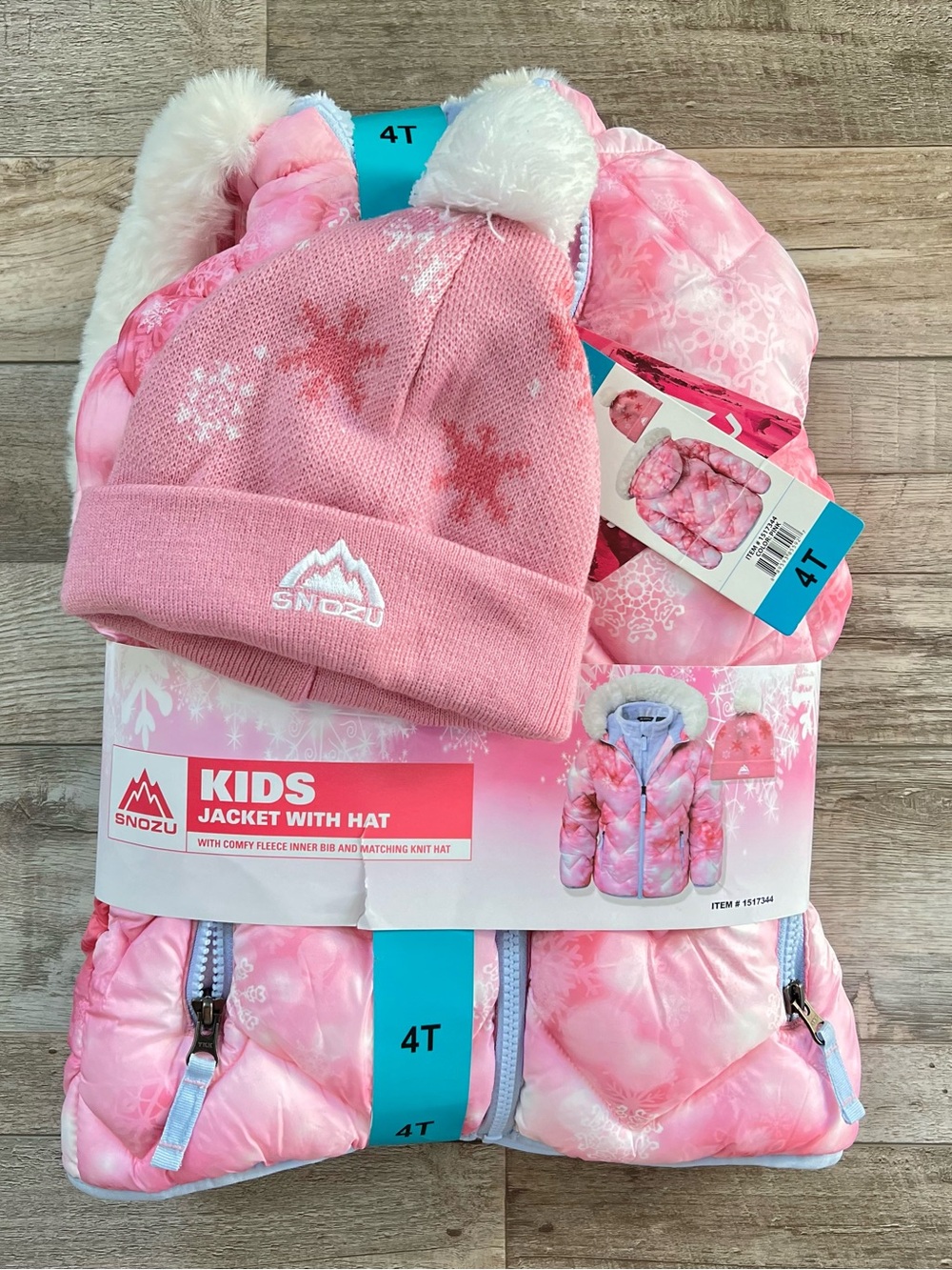 NWT Snozu Girls Hooded Snow Coat & Match Beanie Size 4T